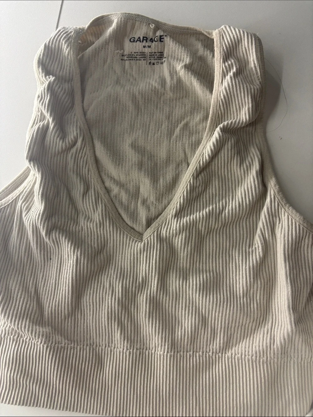 Garage Cream Ribbed V-Neck Camisole Tank